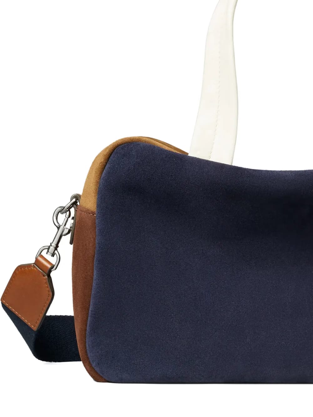 colorblock suede satchel bag