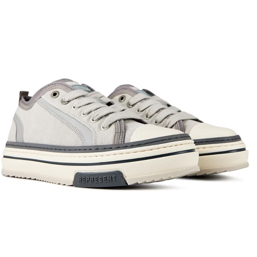 REPRESENT Men's X Low Trainers, Layered Design, Chunky Laces 'Warm Grey'
