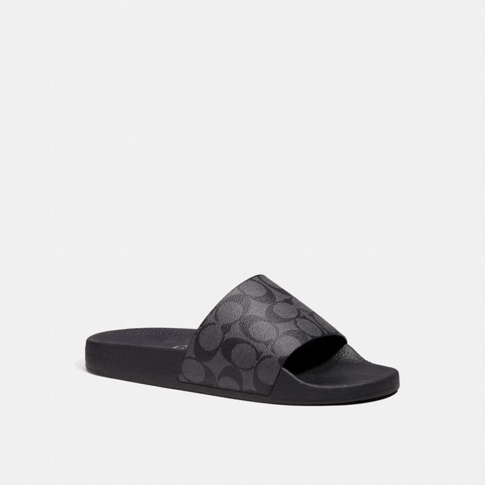Men's Coach Slide In Signature Canvas Charcoal Black