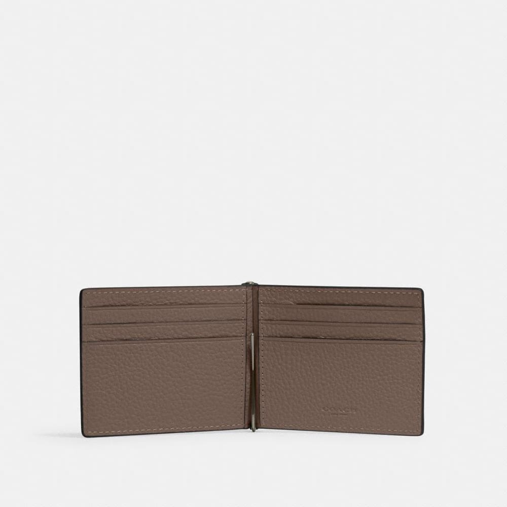 Coach Slim Money Clip Billfold Wallet Gunmetal Dark Stone