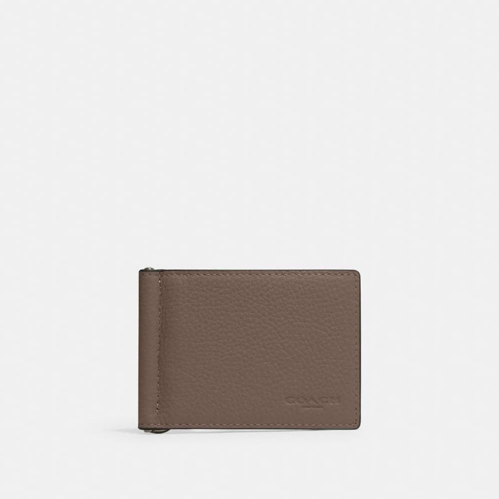 Coach Slim Money Clip Billfold Wallet Gunmetal Dark Stone