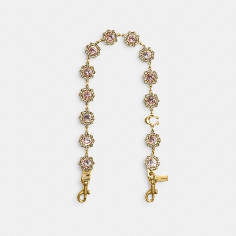 Coach Short Jewelry Chain Strap Brass Pink Multi