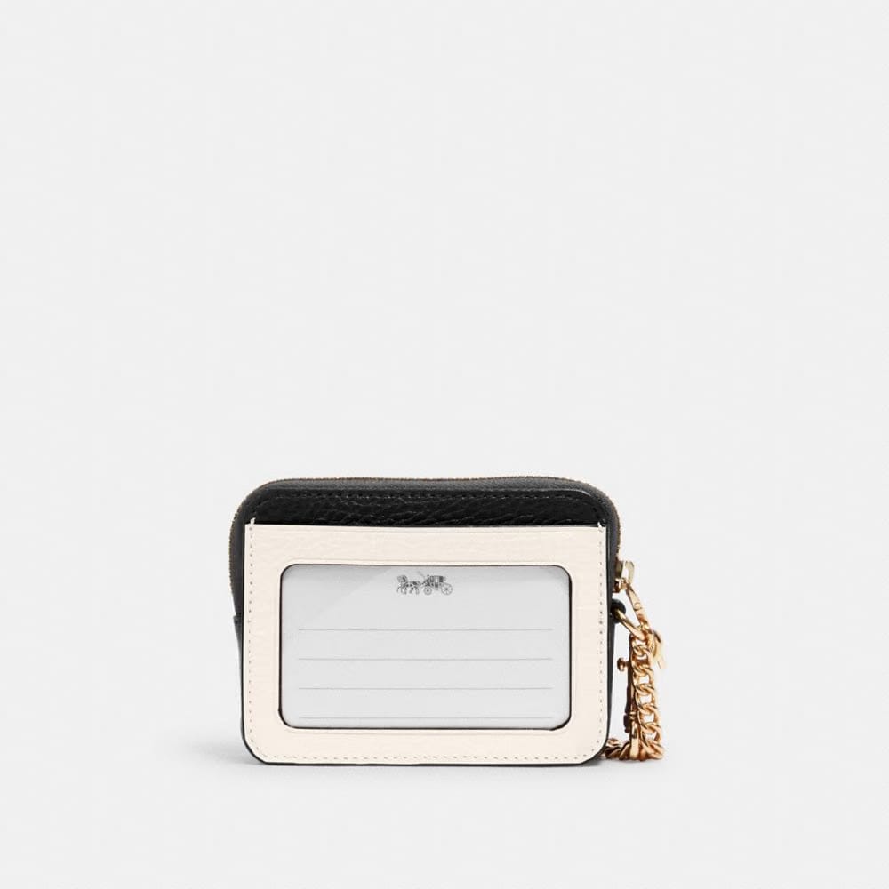 Coach Zip Card Case In Colorblock Gold Chalk Multi