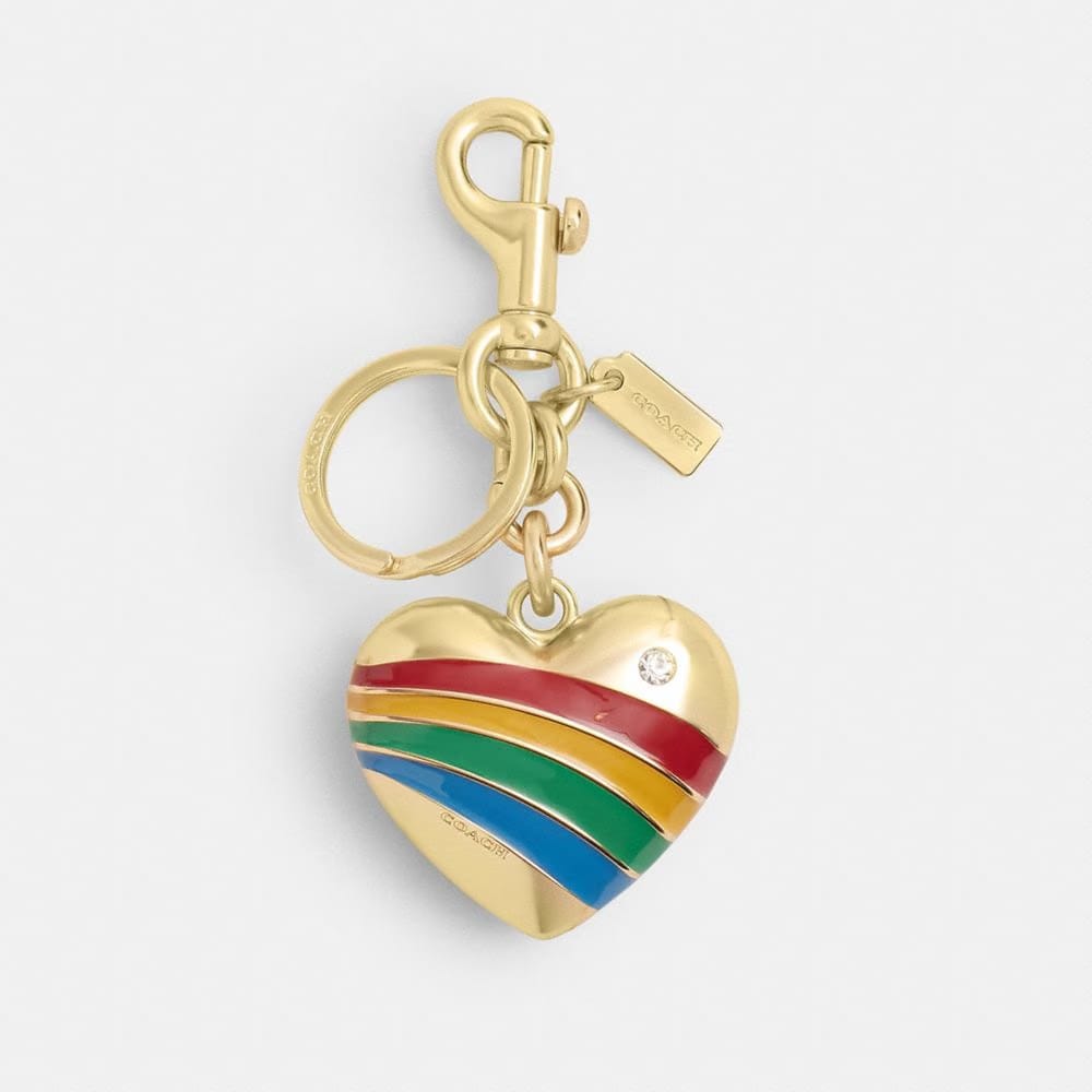 Coach Heart Bag Charm Gold Multi