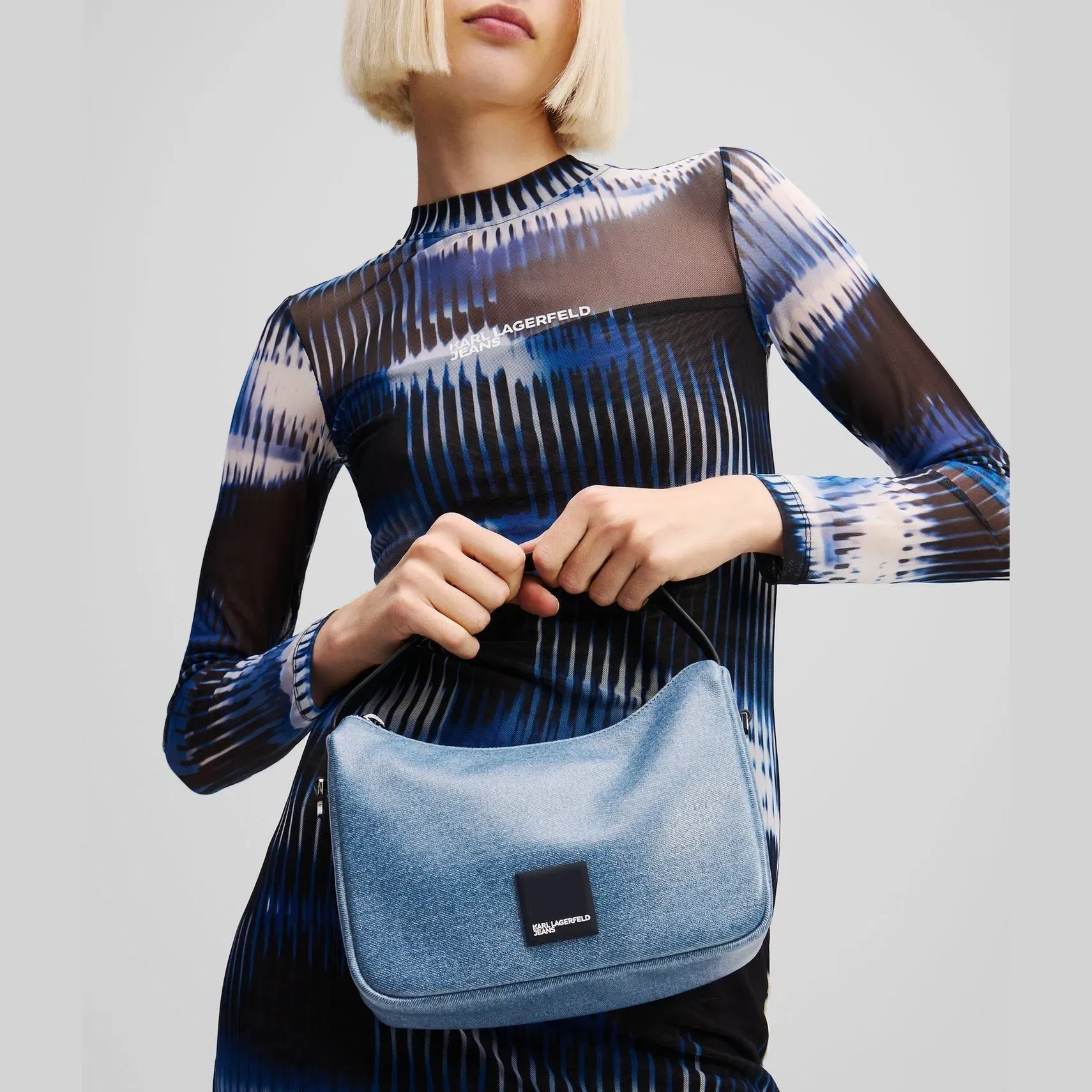 Karl Lagerfeld Klj Box Logo Coated Mini Hobo Bag Coated Blue