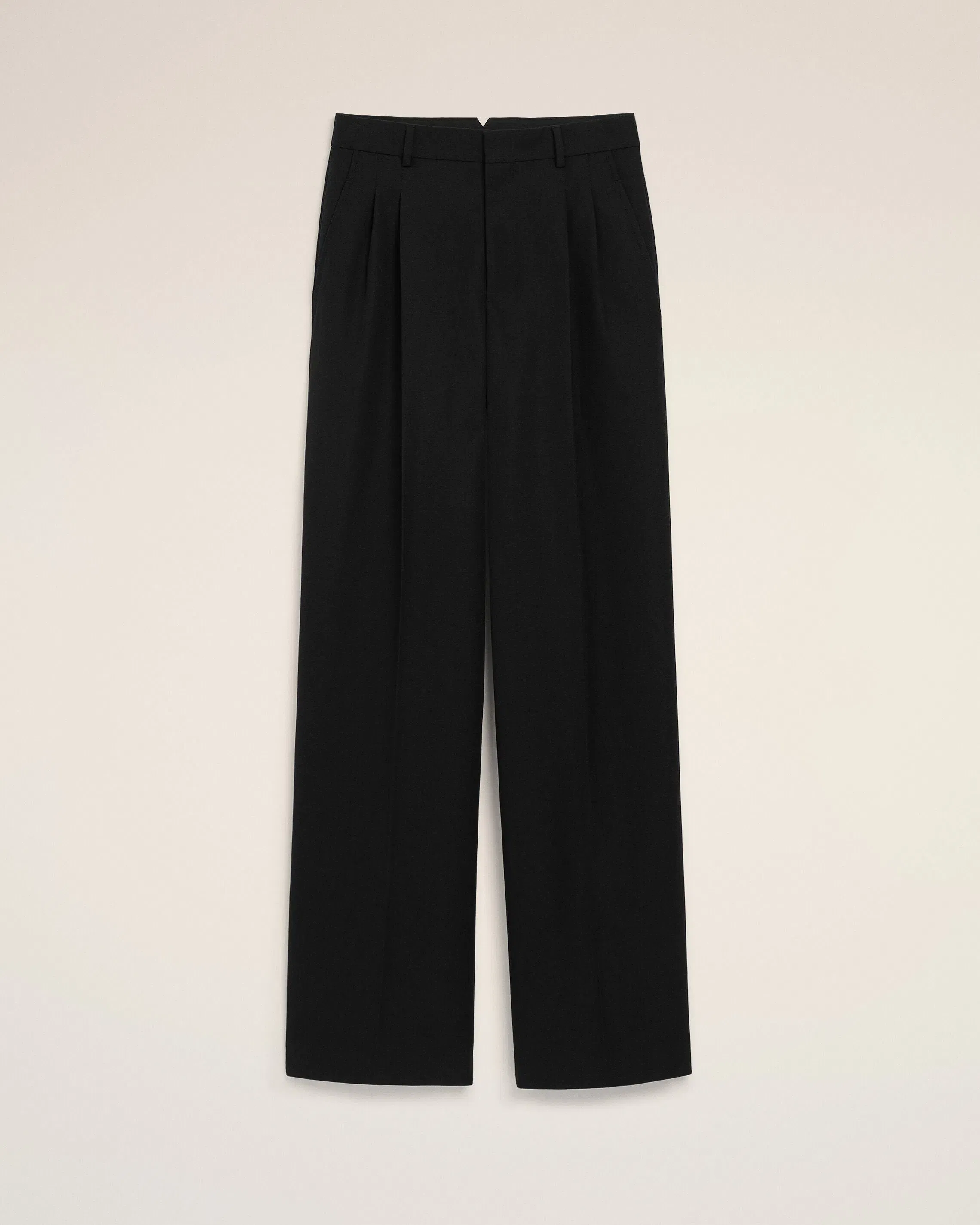 AmiParis Black New Wool Low Waist Wide Trousers Women's
