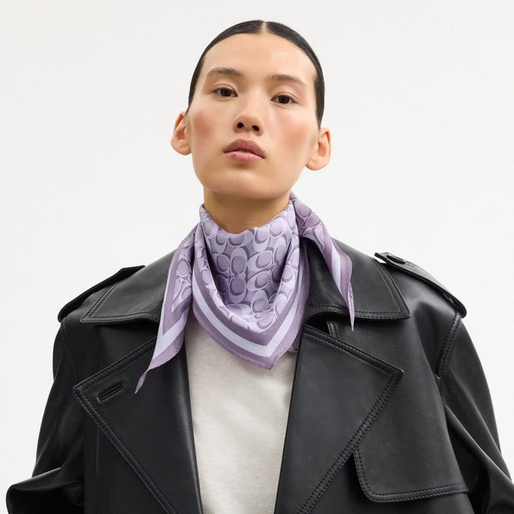 Coach Signature Silk Diamond Scarf Violet Mist