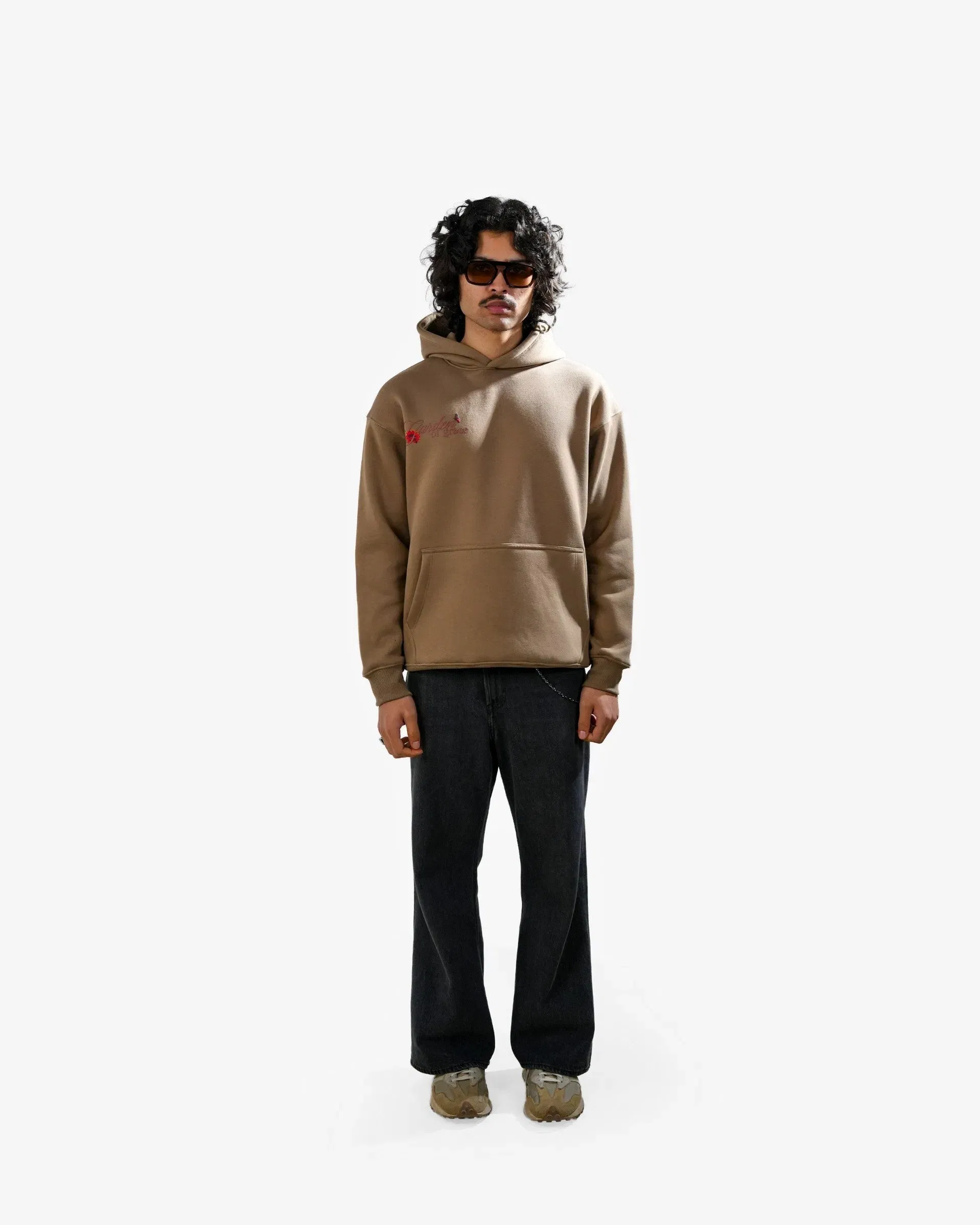 Graceful Might Hoodie - Khaki Oversized Printed Hoodie