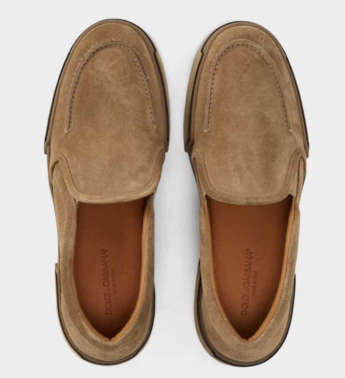 DOLCE AND GABBANA Men's DG Suede Hybrid Slip On Trainers 'Light Brown'