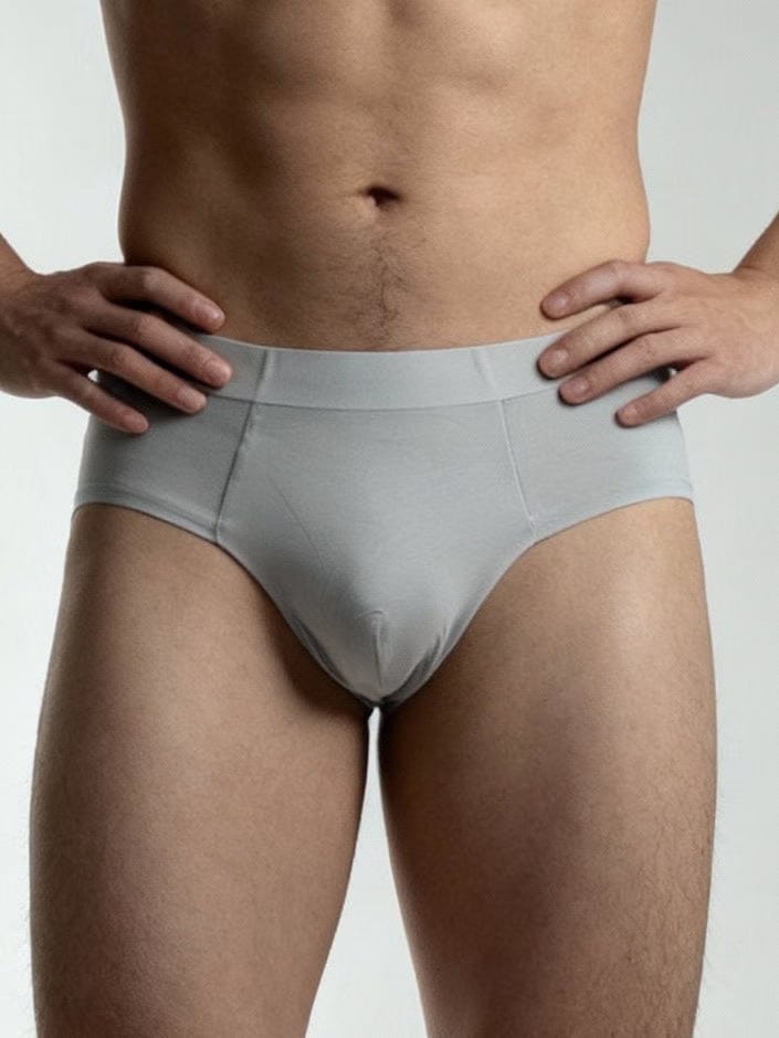 Men V Cut Grey Solid Luxury Elastic Trunk by Manaca