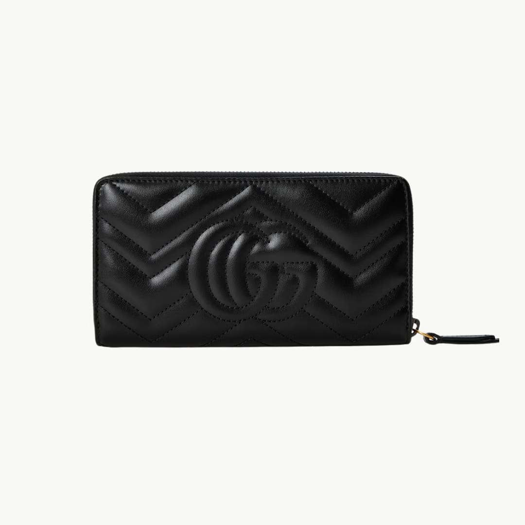 GUCCI LEATHER GG MARMOUNT ZIP AROUND WALLET