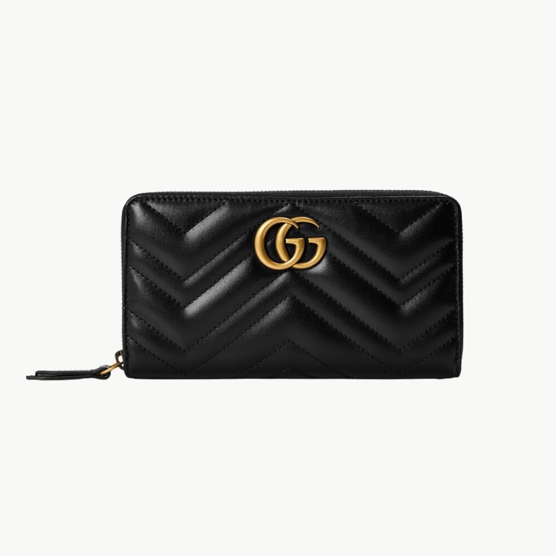 GUCCI LEATHER GG MARMOUNT ZIP AROUND WALLET