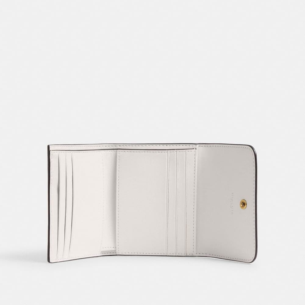 Coach Mila Small Flap Wallet With Sticker Print Brass Chalk Multi