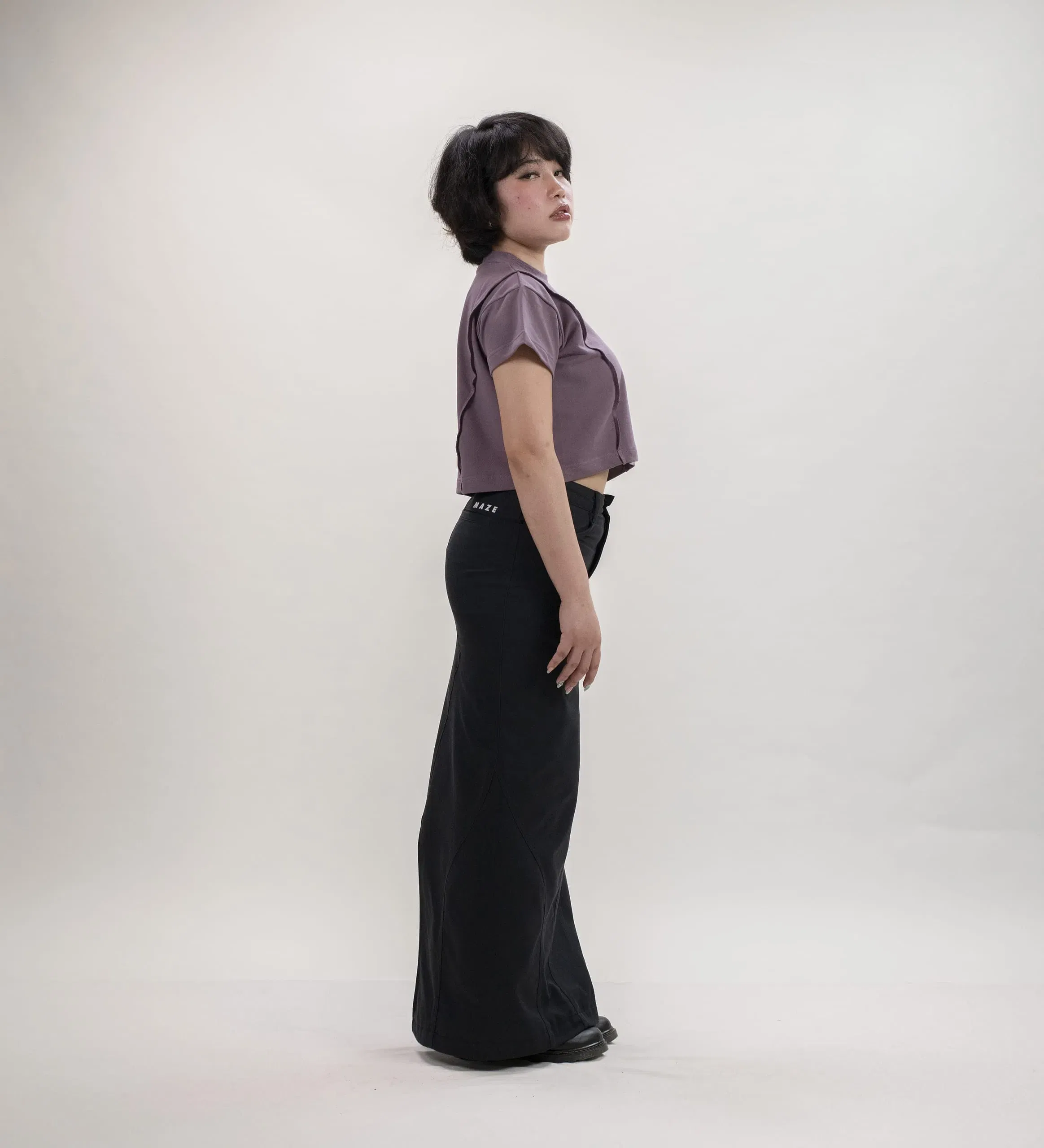 WAVE CROPPED T-SHIRT (Old Lavender)