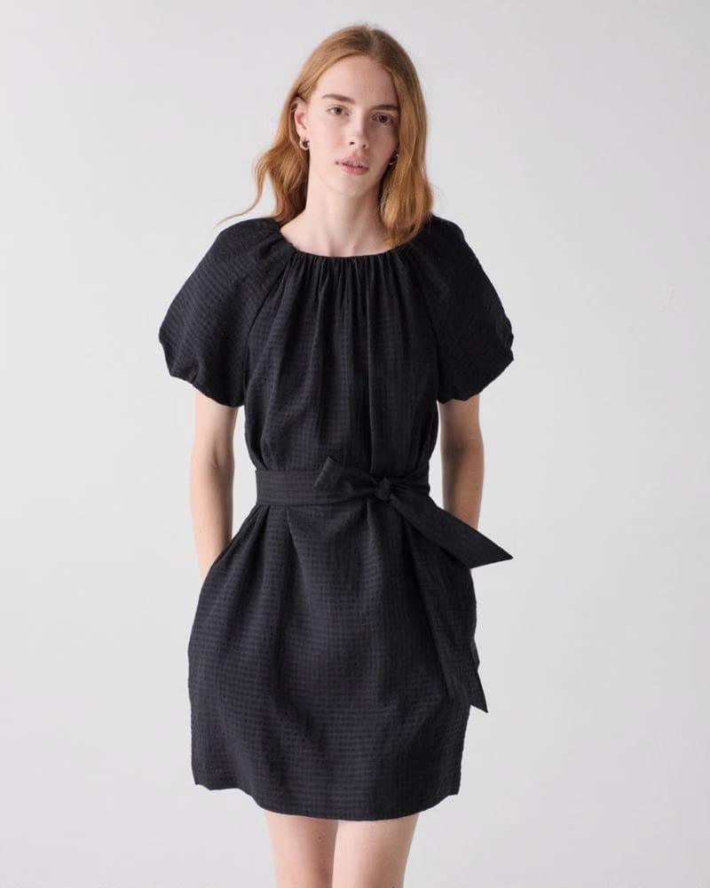 Gathered Neck Mini Shift Dress