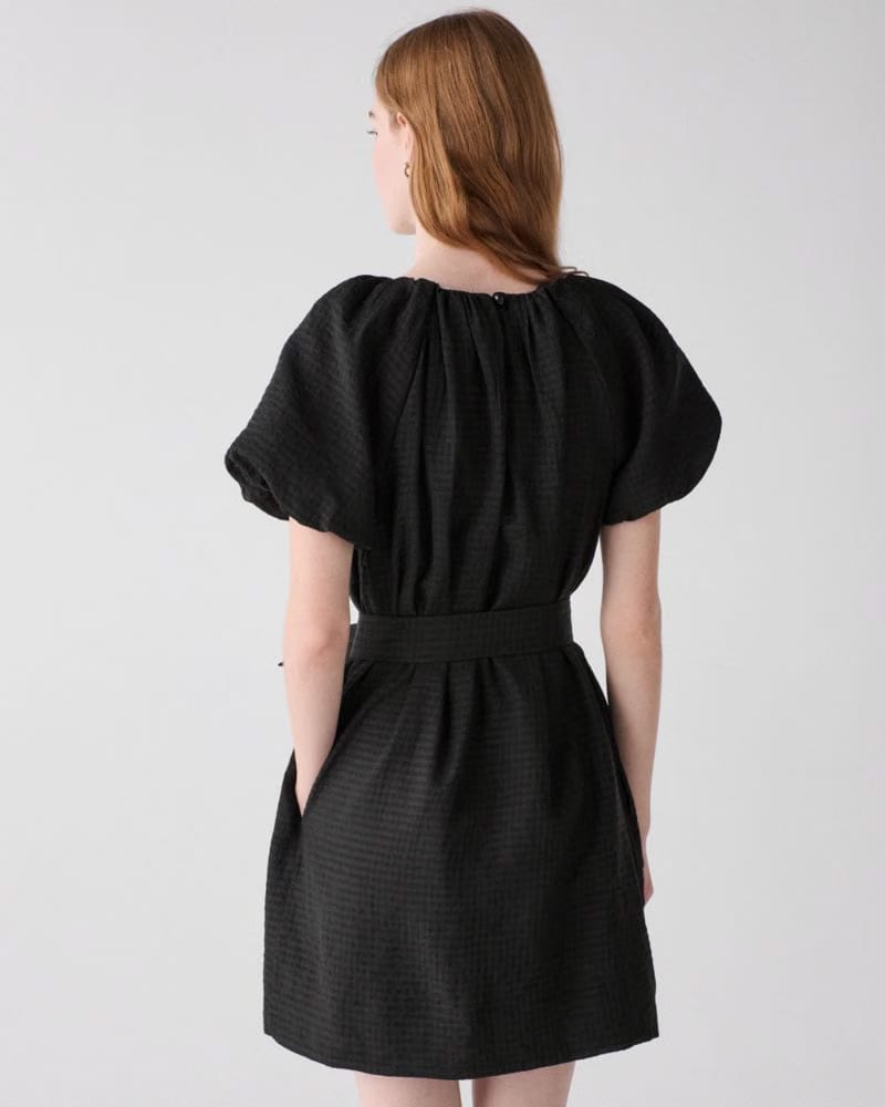 Gathered Neck Mini Shift Dress