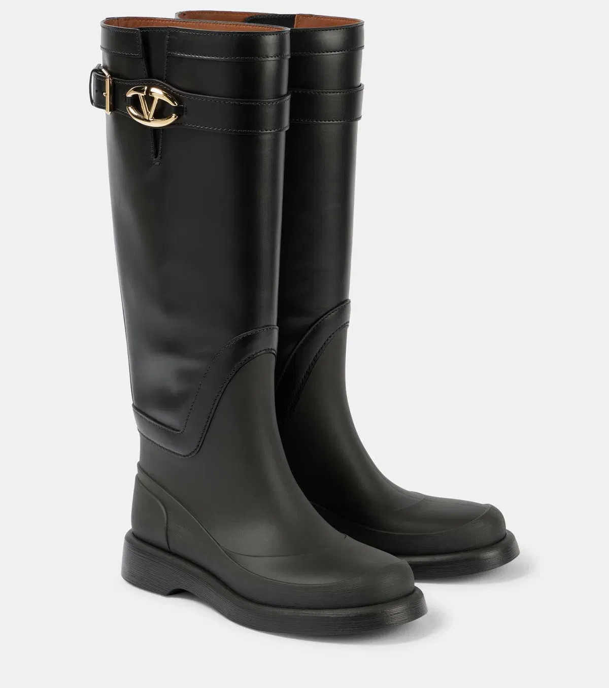 VLogo Bold leather knee-high boots