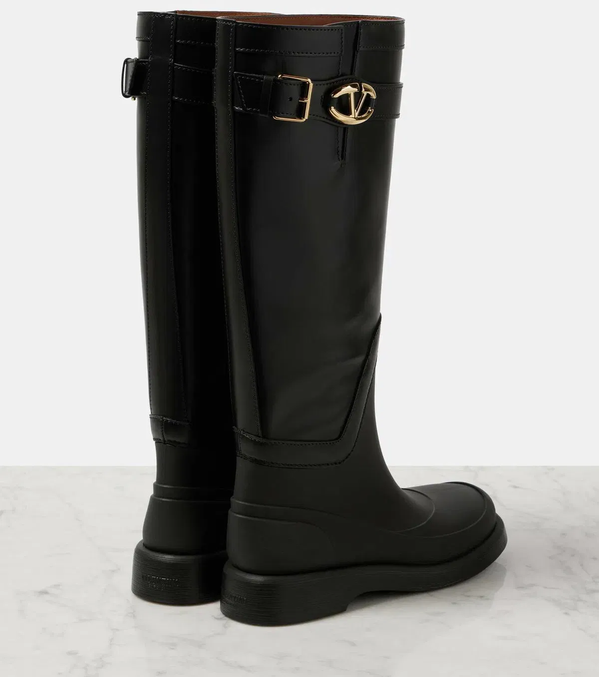 VLogo Bold leather knee-high boots