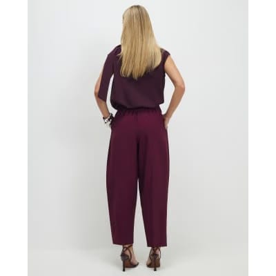 Petite Red Barrel Leg Trousers