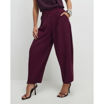 Petite Red Barrel Leg Trousers