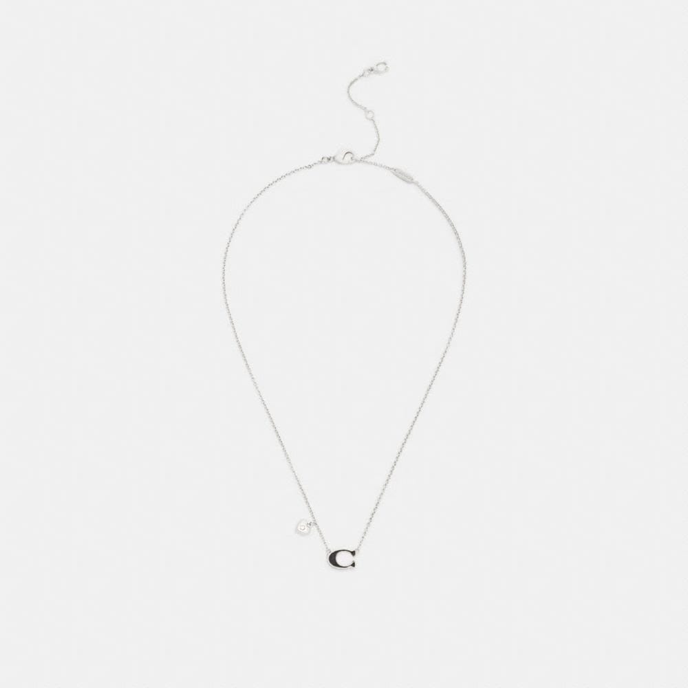 Enamel Signature Heart Charm Pendant Necklace
