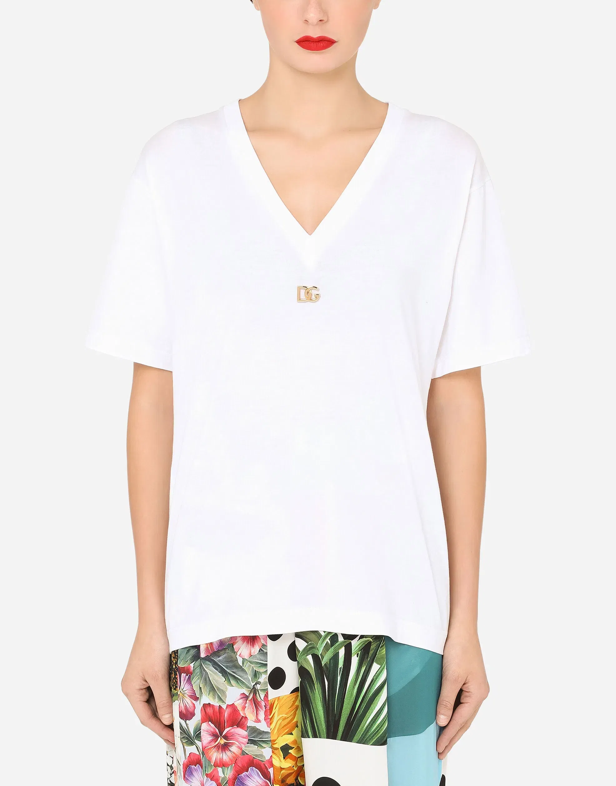 Oversized short-sleeved jersey t-shirt with DG logo