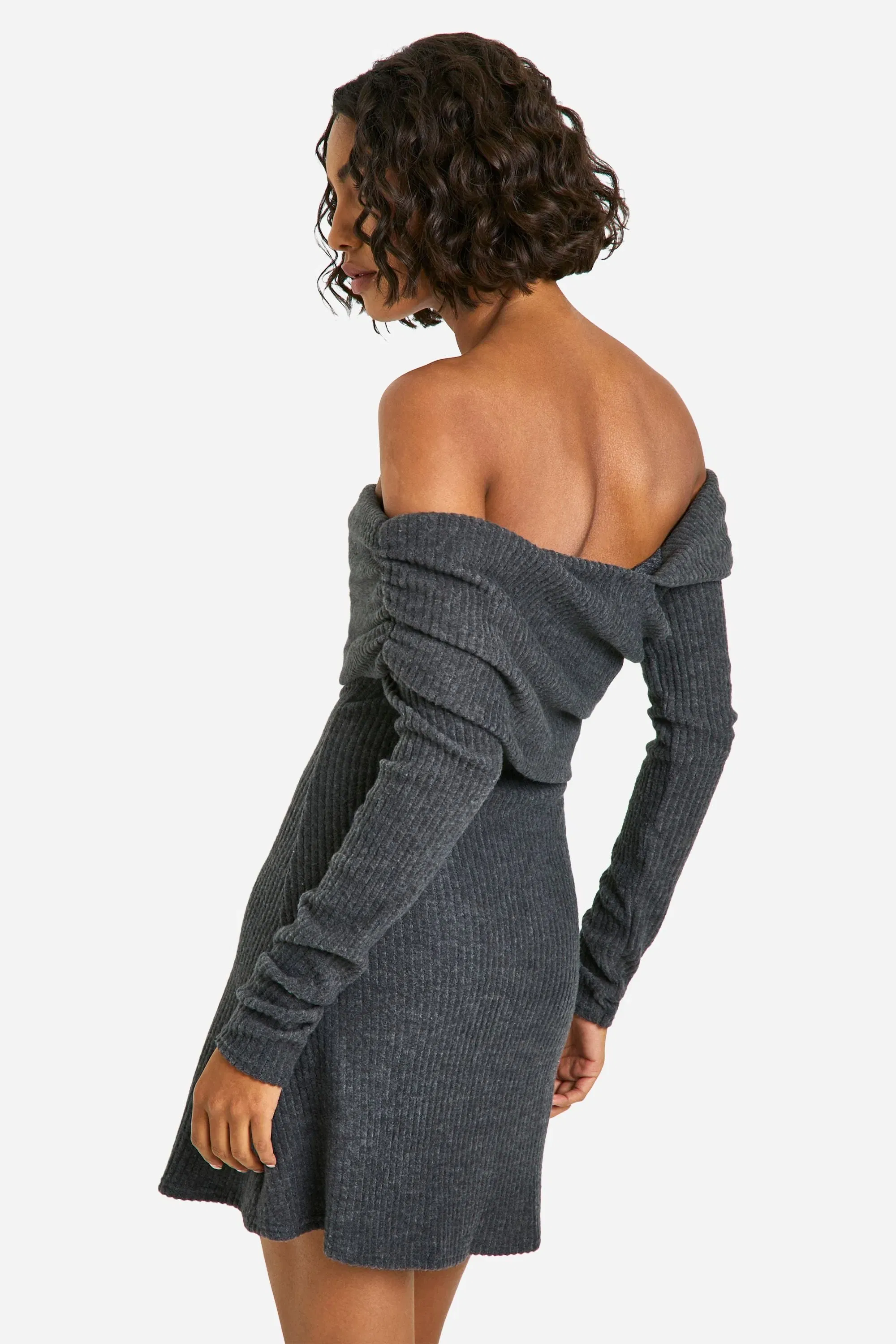 Tall Brushed Rib Asymmetric Mini Dress