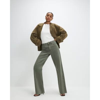 Khaki Relaxed Straight Jeans
