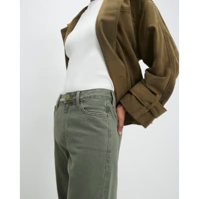 Khaki Relaxed Straight Jeans