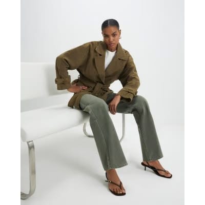 Khaki Relaxed Straight Jeans