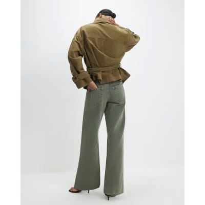 Khaki Relaxed Straight Jeans