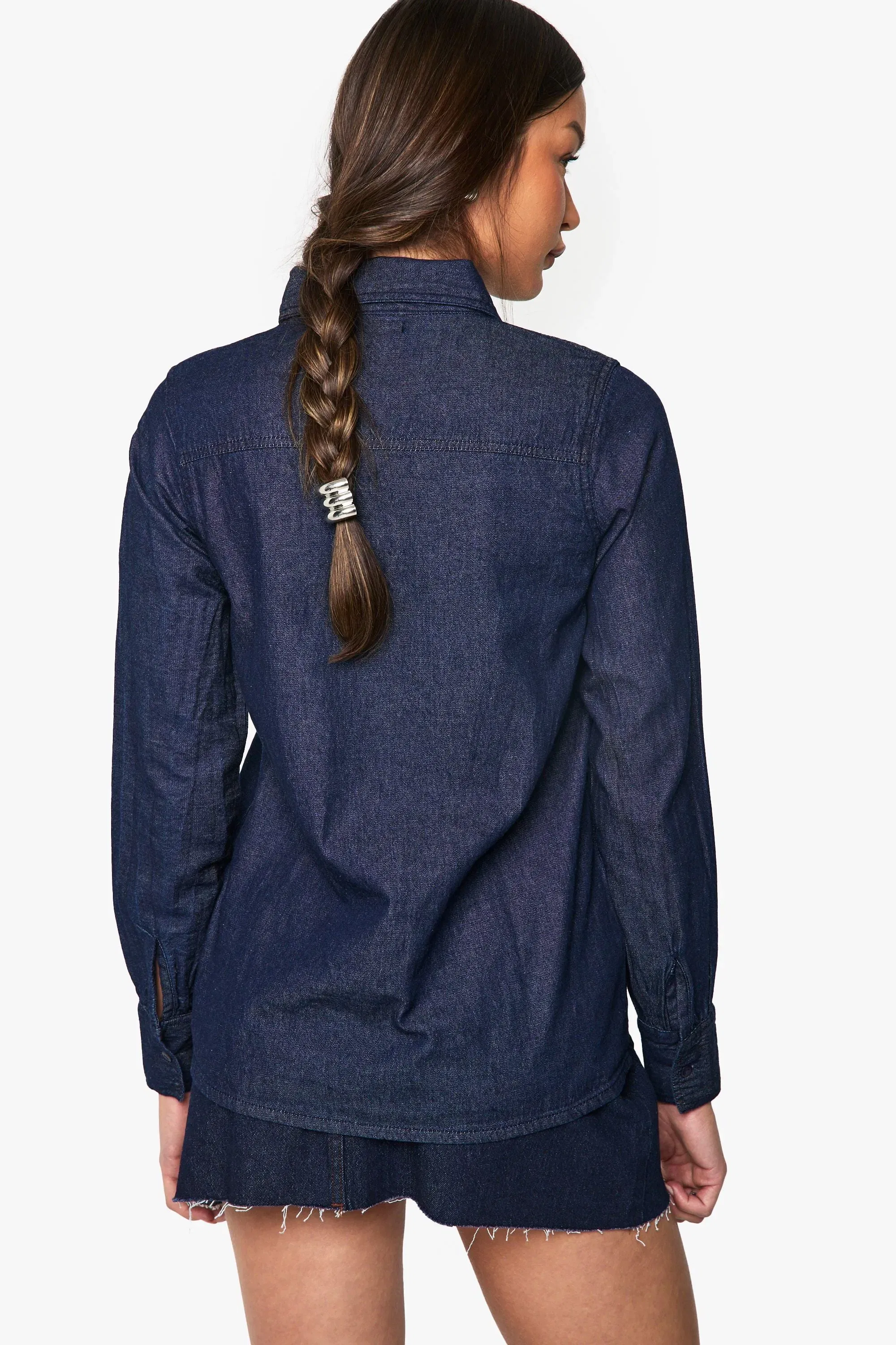 Chambray Denim Long Sleeve Western Shirt