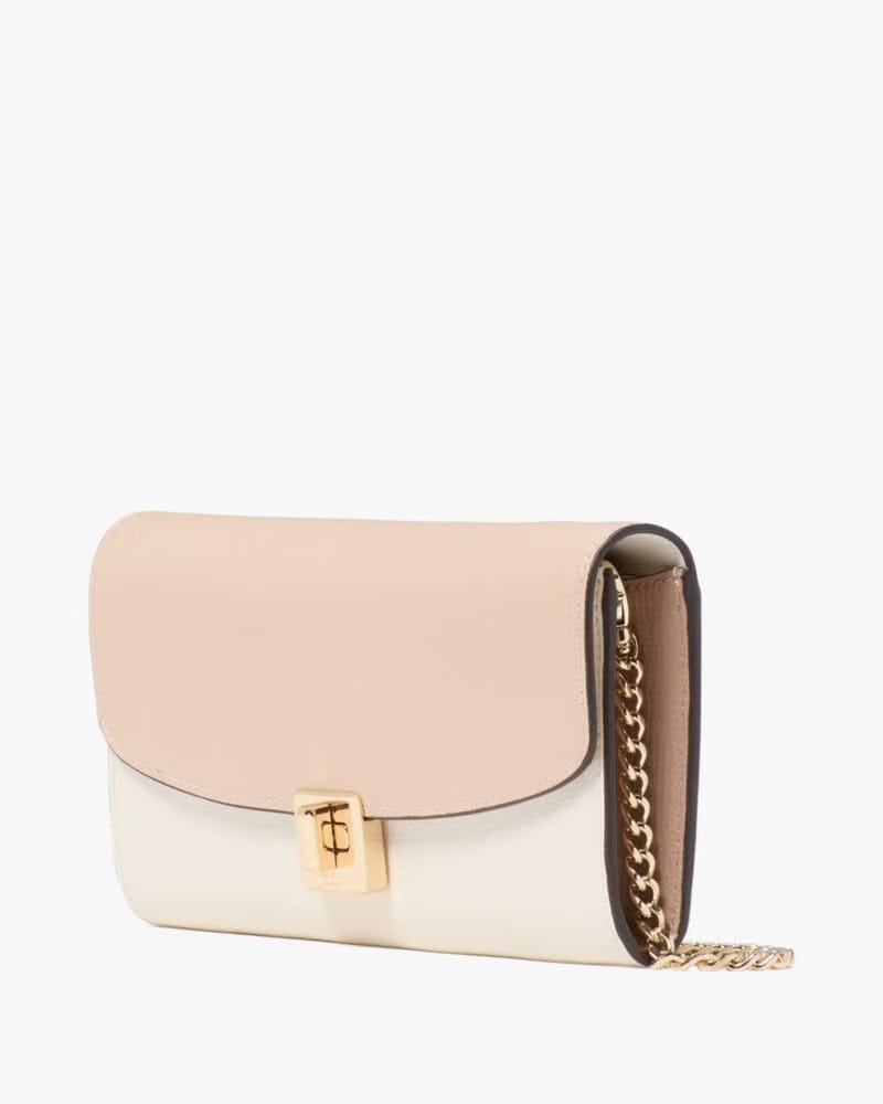 Phoebe Colorblock Refined Grain Leather Turnlock Wallet On A Chain