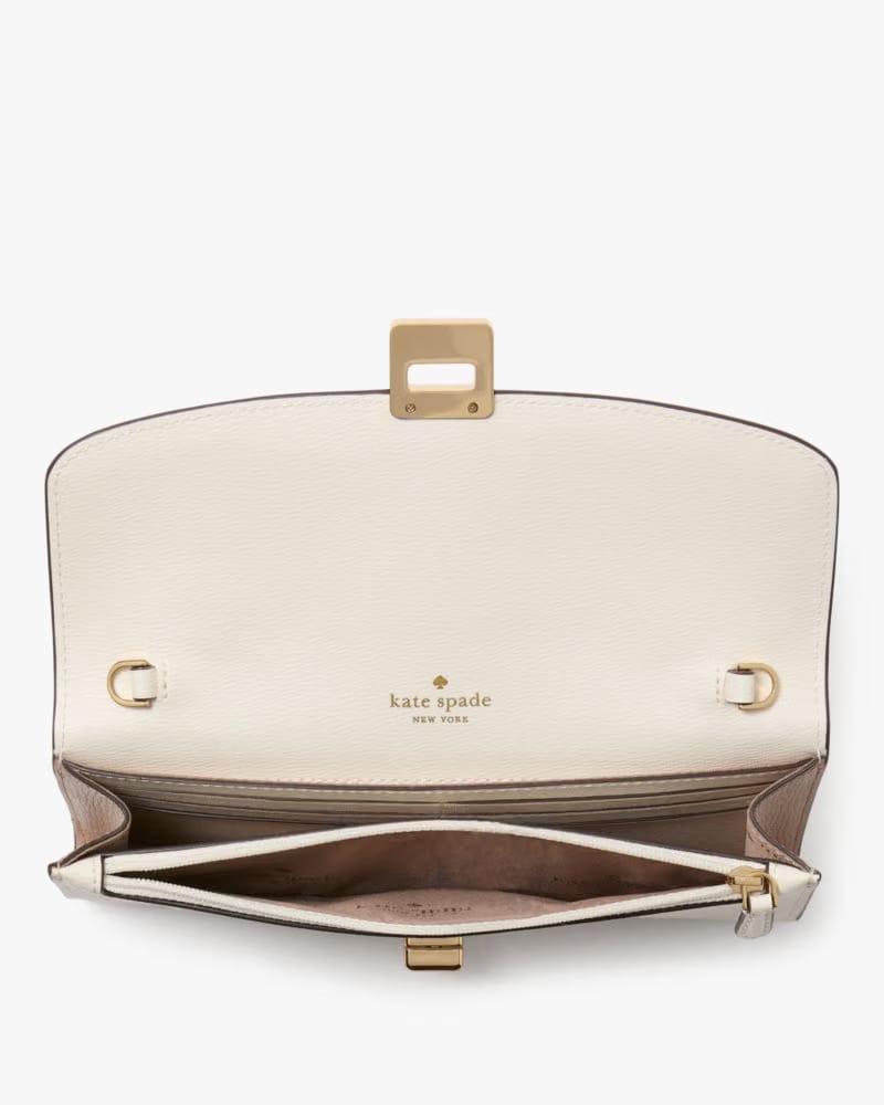 Phoebe Colorblock Refined Grain Leather Turnlock Wallet On A Chain