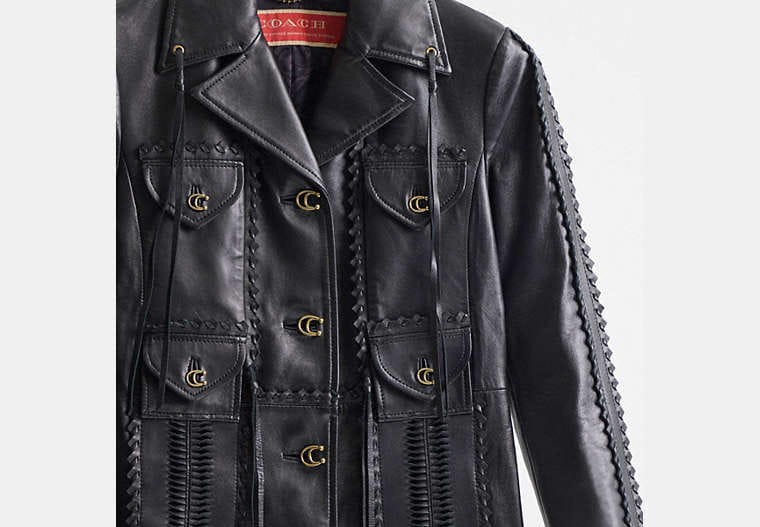 Restored Embellished Leather Coat