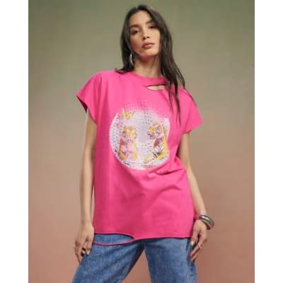 Pink Year Zero Tiger Boyfriend Fit T-Shirt