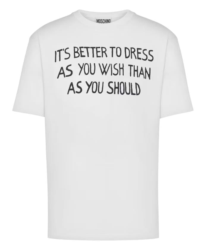 Moschino White Crew Neck T-shirt with Logo Print