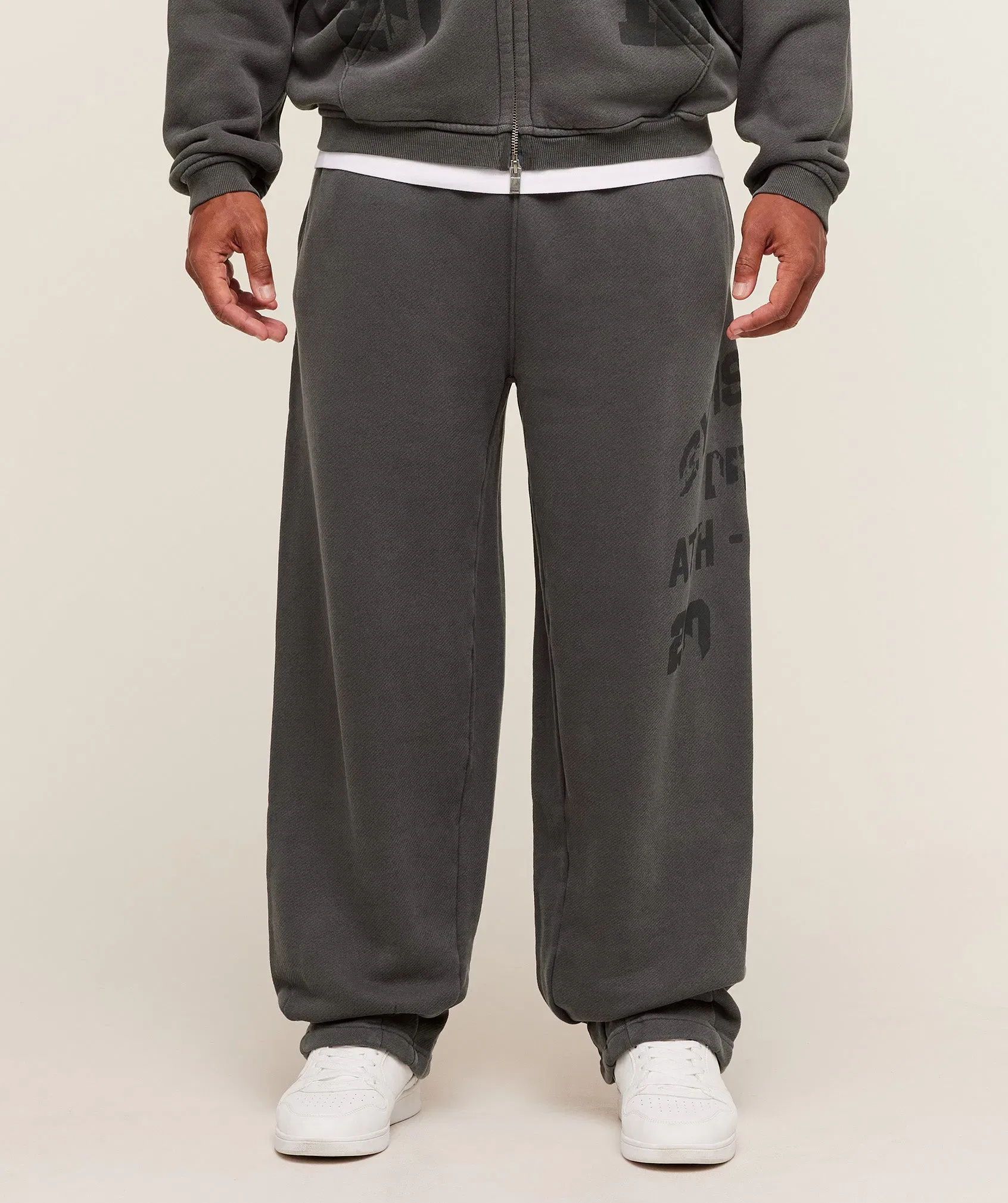 Gymshark Collegiate Washed Wide Leg Jogger - Asphalt Grey