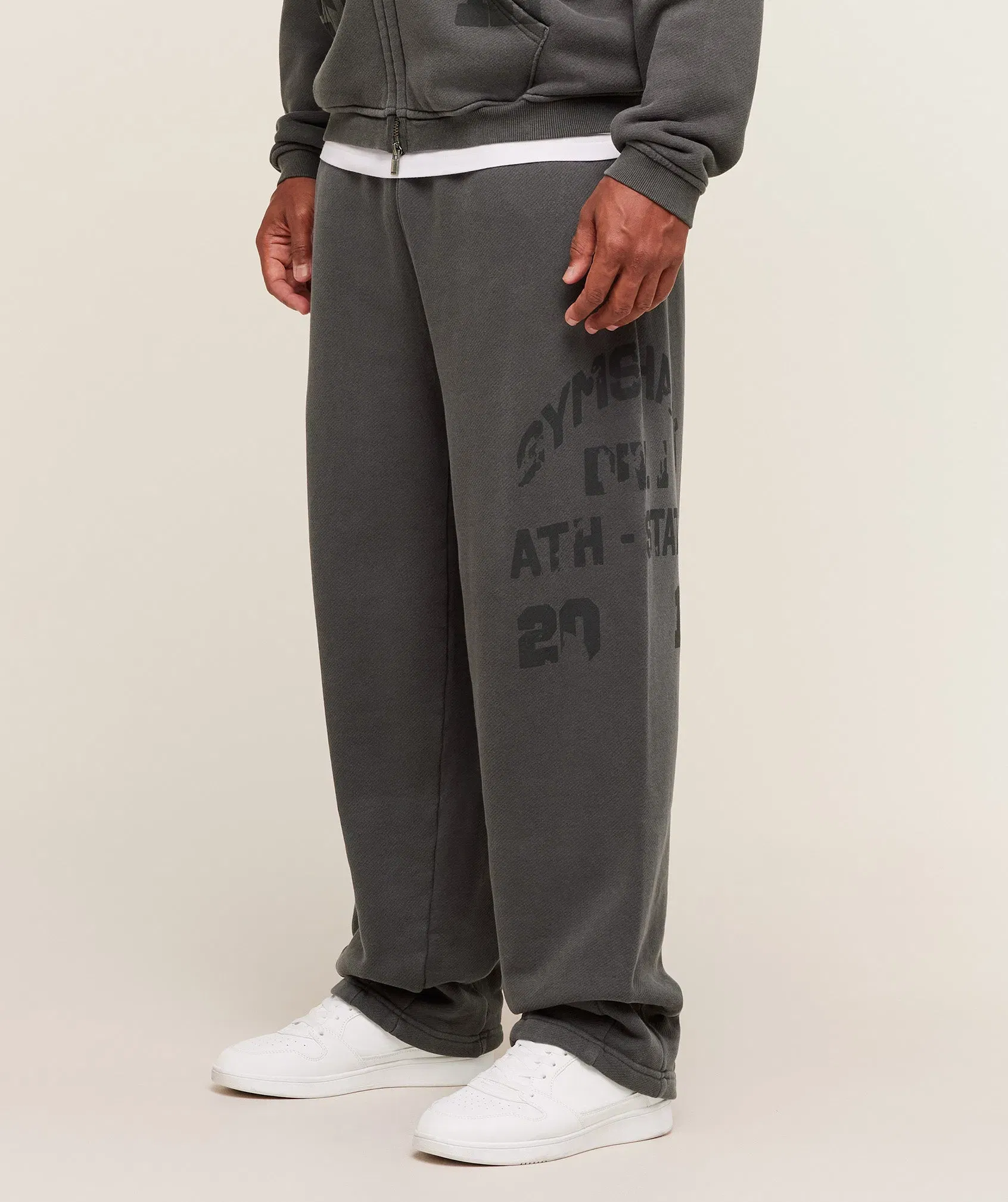 Gymshark Collegiate Washed Wide Leg Jogger - Asphalt Grey