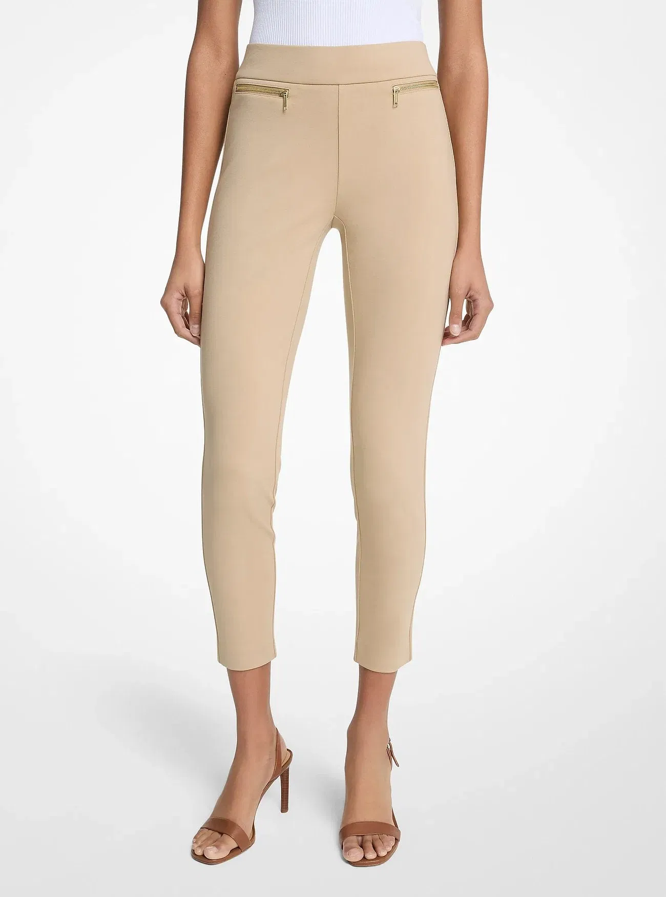 Michael Kors Viscose Blend Zip Pants KHAKI