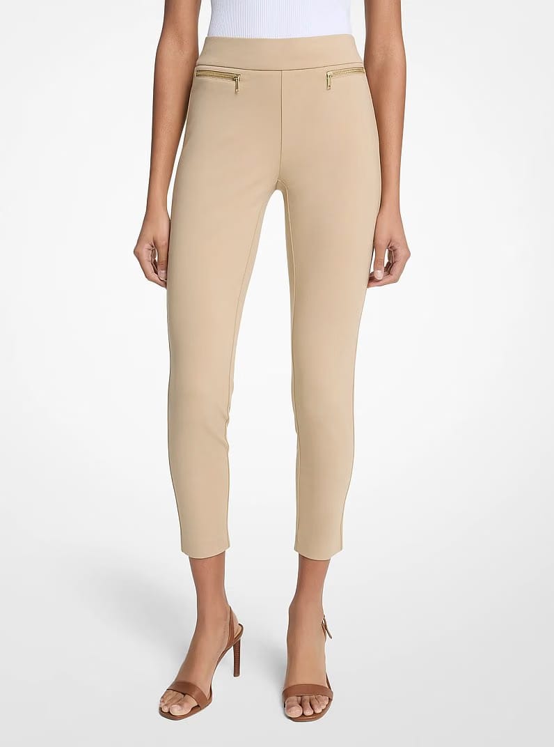 Michael Kors Viscose Blend Zip Pants KHAKI