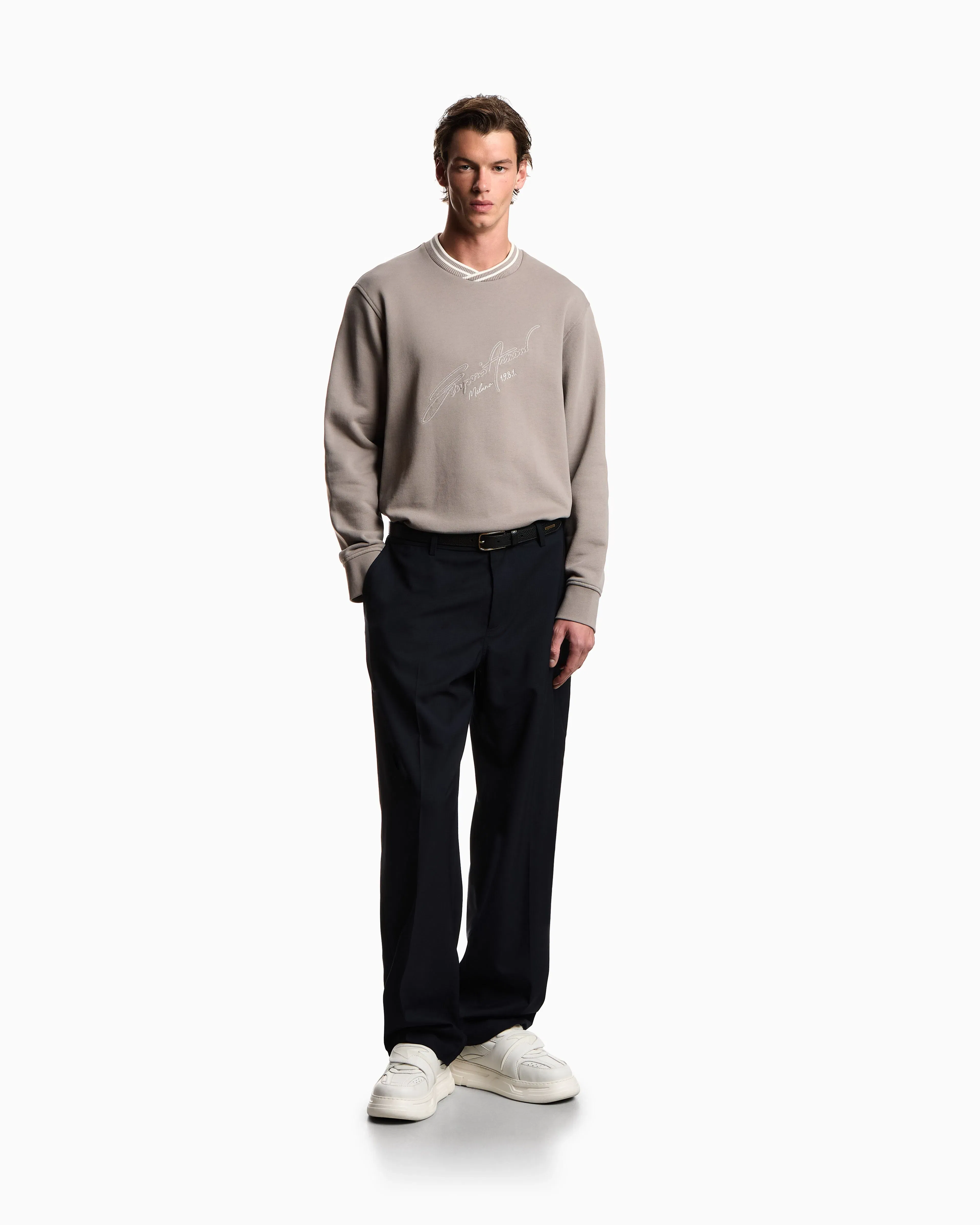 Emporio Armani French terry jersey sweatshirt with embroidered signature logo