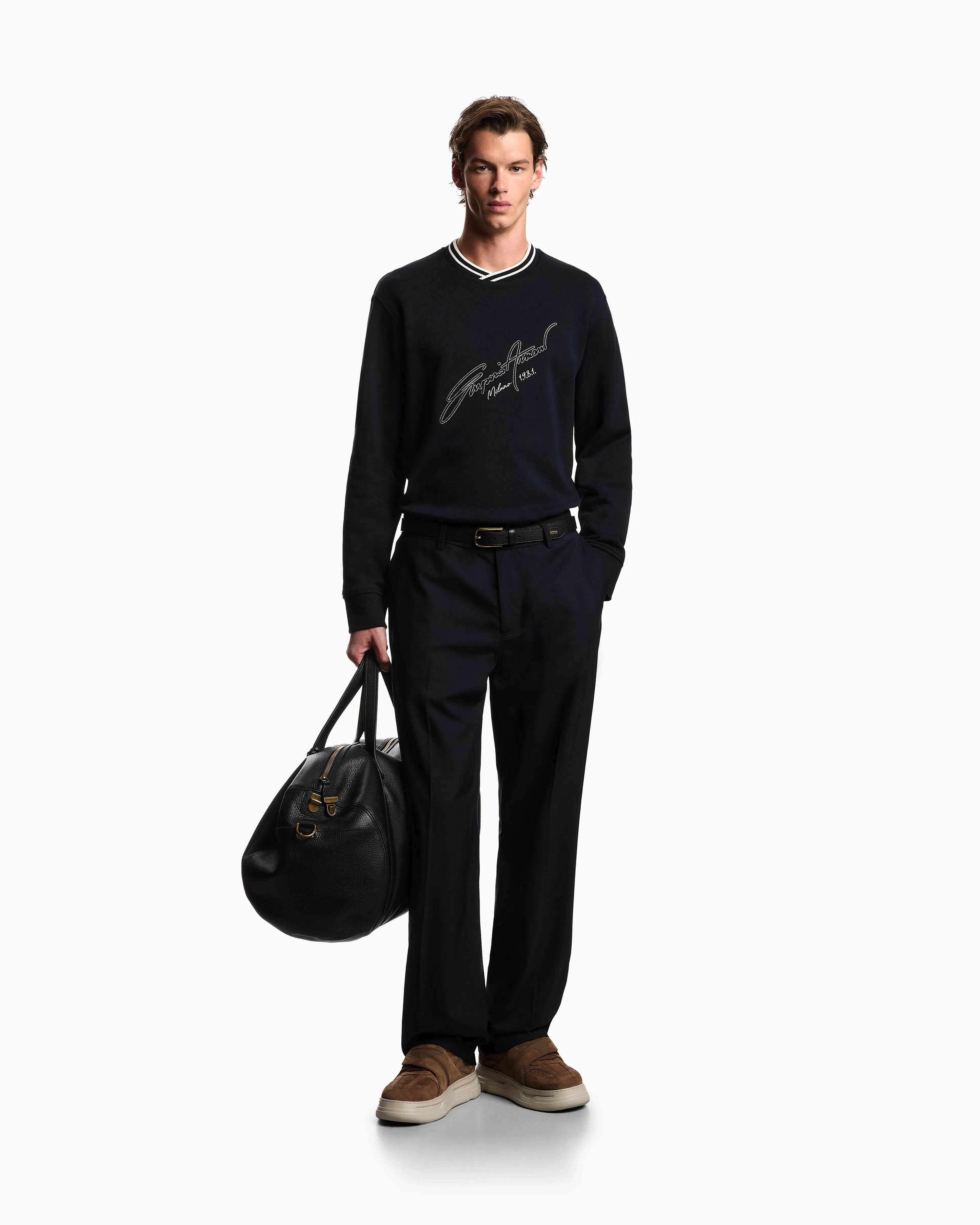 Emporio Armani French terry jersey sweatshirt with embroidered signature logo