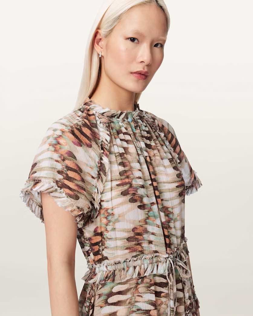 AllSaints Lamaia Asymmetric Midi Dress Women's Oceano Soft Pink Women's