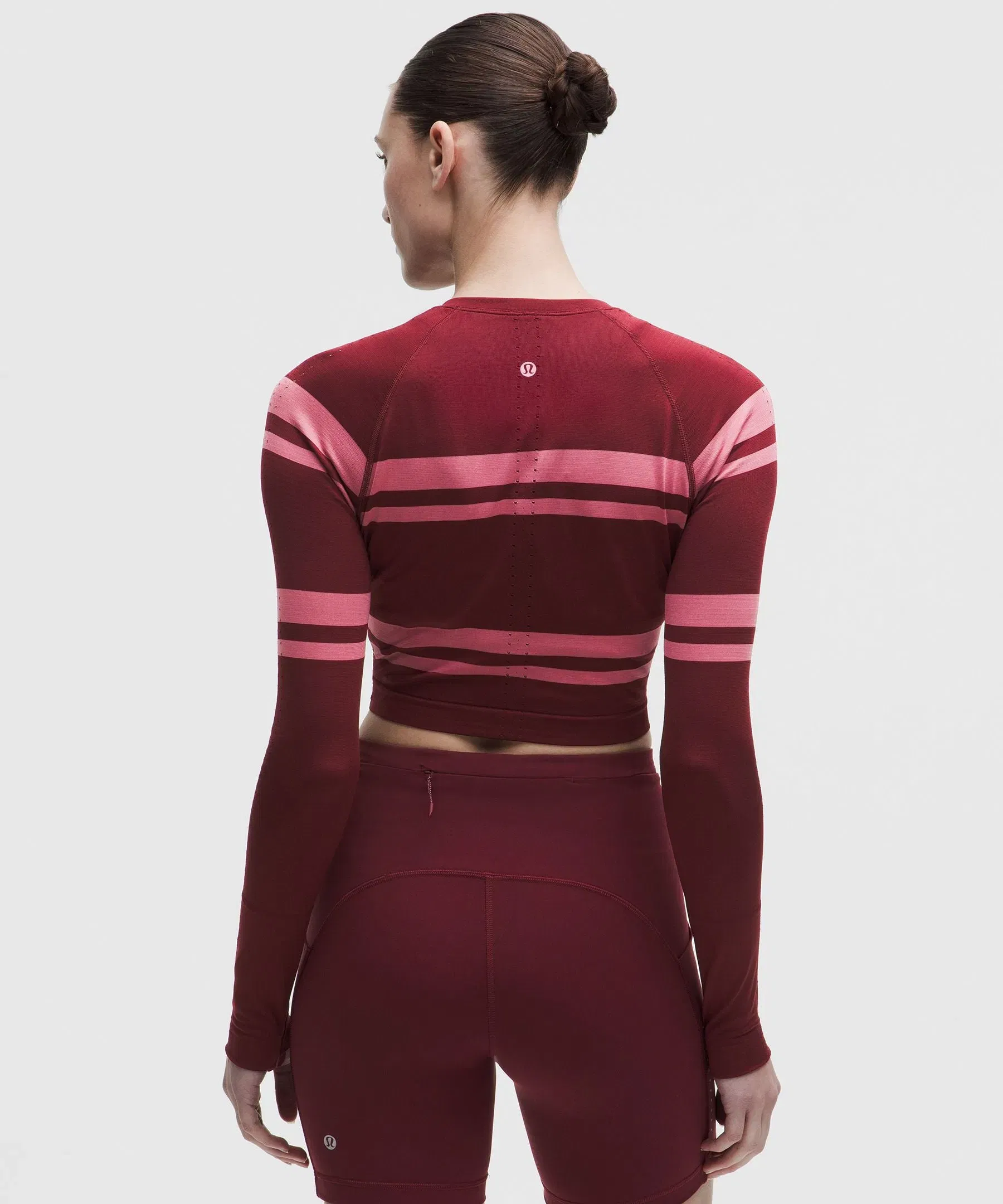 Lululemon Women's Swiftly Tech Cropped Long-Sleeve Shirt 2.0 *Stripe