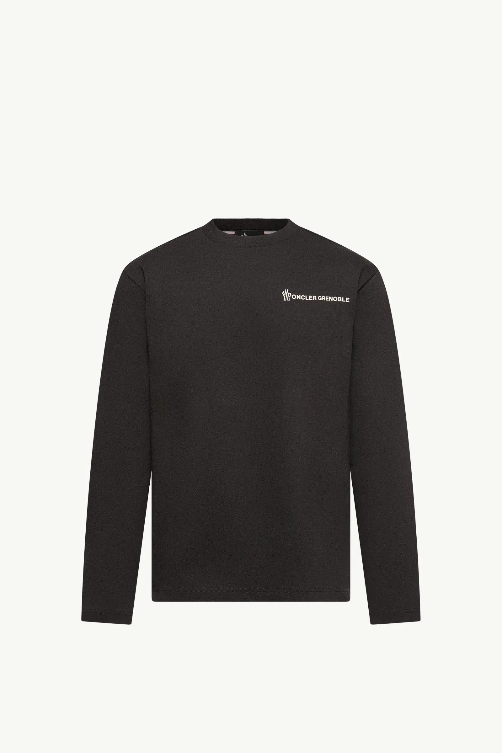 Moncler Logo Long Sleeve Cotton T-Shirt Black Black