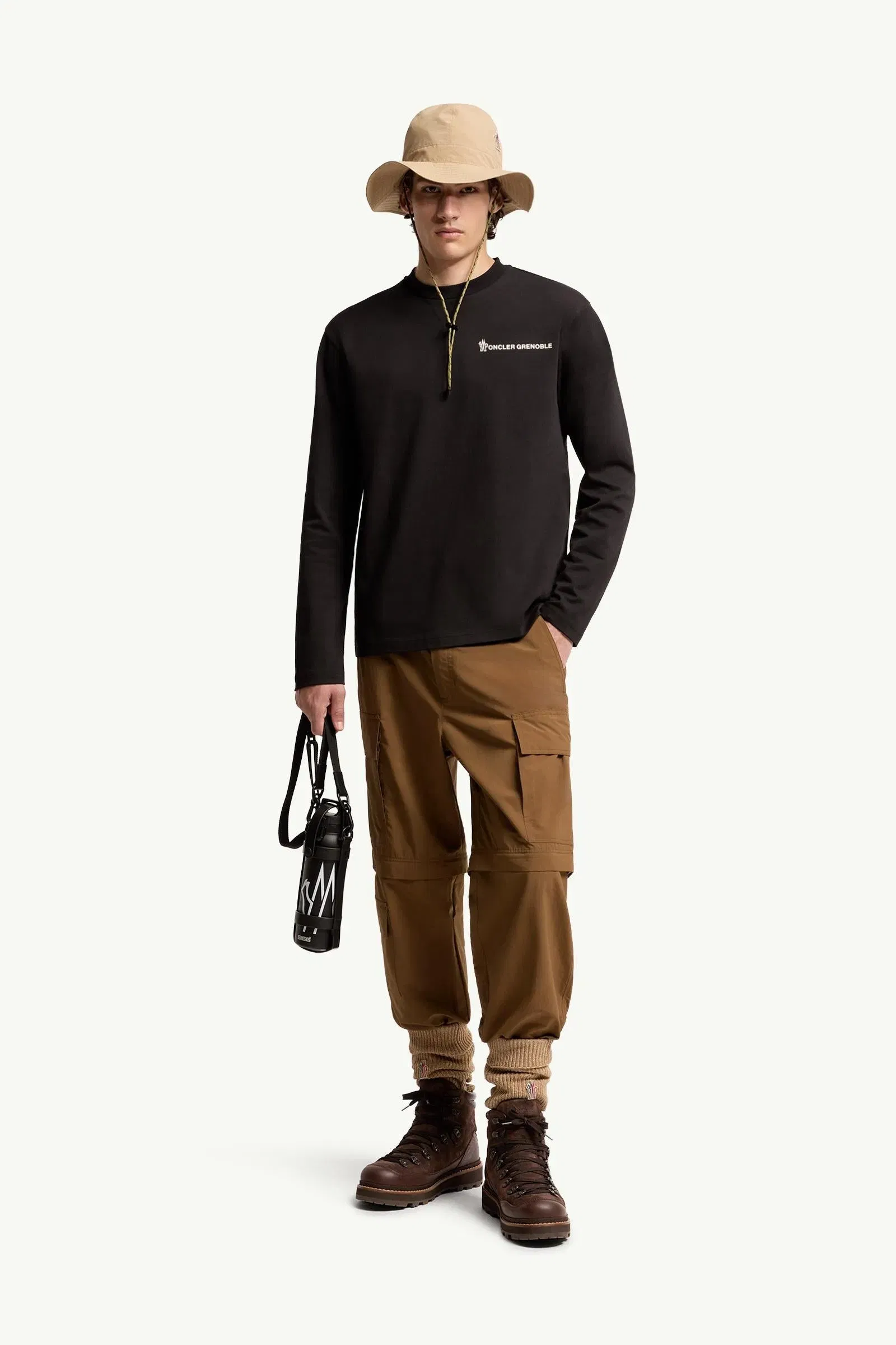 Moncler Logo Long Sleeve Cotton T-Shirt Black Black