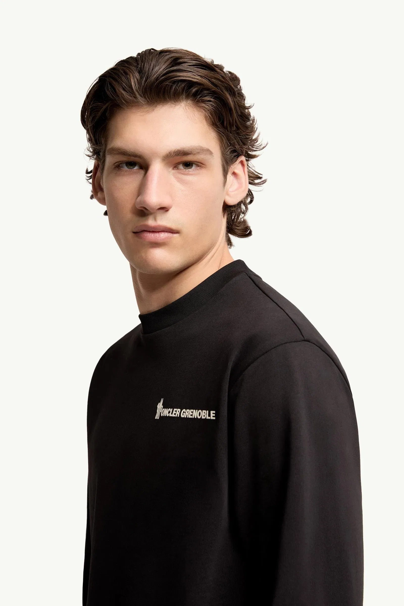 Moncler Logo Long Sleeve Cotton T-Shirt Black Black