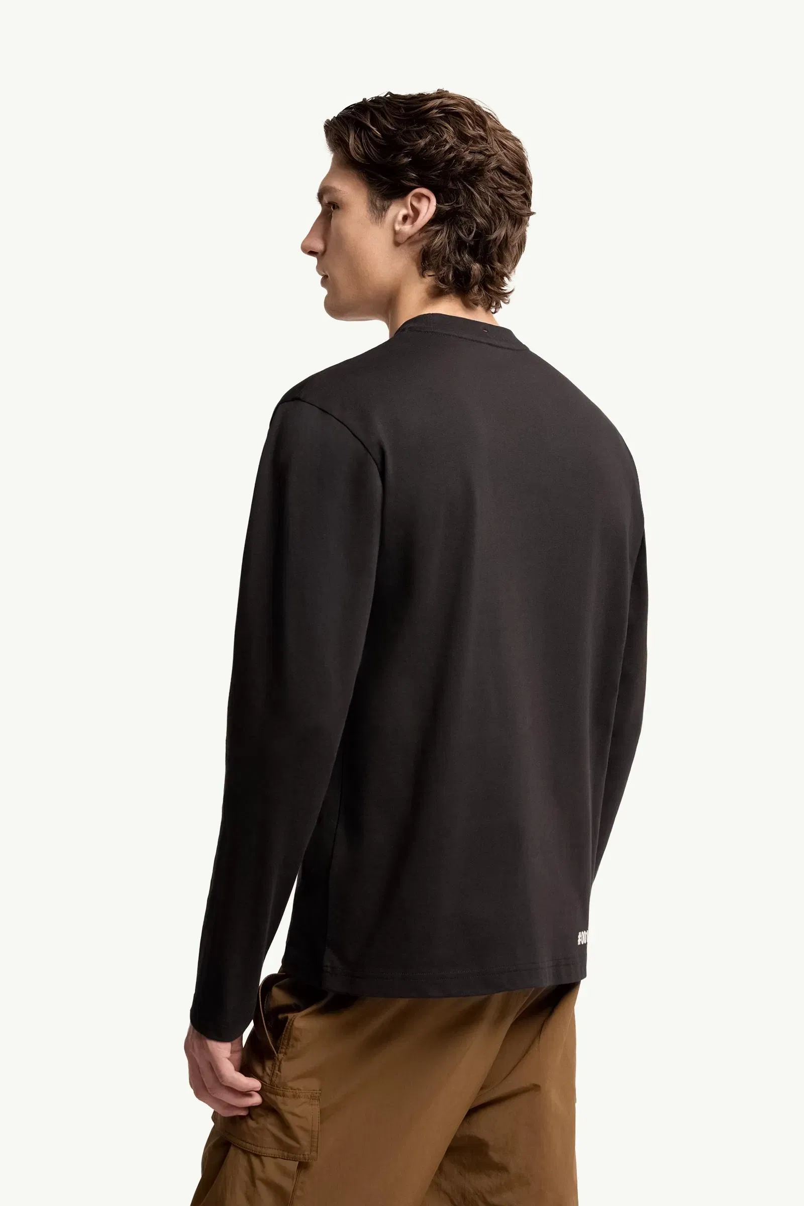 Moncler Logo Long Sleeve Cotton T-Shirt Black Black