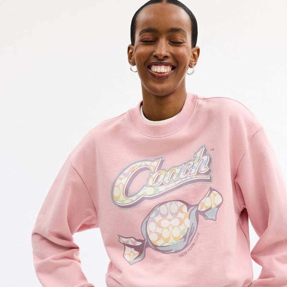 Coach Candy Crewneck Sweater Pink
